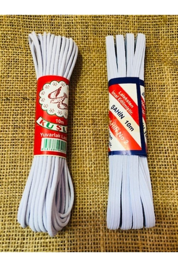 2 Pieces of White Waist Tight Elastics (Round and Flat) 2 X 10 Meters
