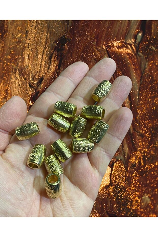 خرز مكرامية ريفي - ذهبي - 20 قطعة