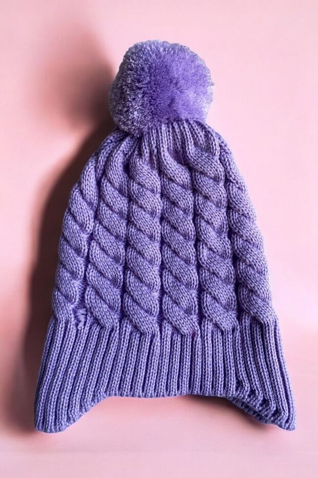 Unisex Baby & Kids Beanie with Ear Protection and Pompom (3-8 Years)