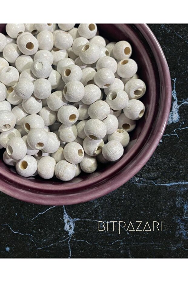 8 Mm Wooden Beads (White) 200 Pieces -