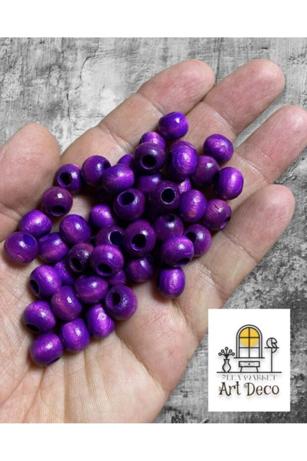 100 Pieces 10 Mm Special Color Deep Purple Wooden Beads -
