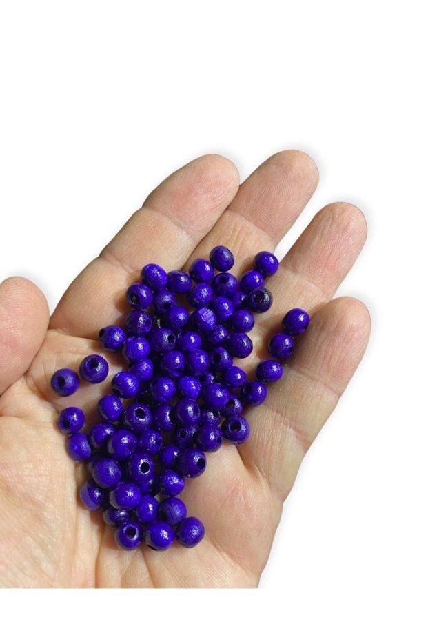 6 Mm Purple Wooden Beads - Decoration Beads, Macrame Beads (50 Gr, Average 350-400 Pieces)
