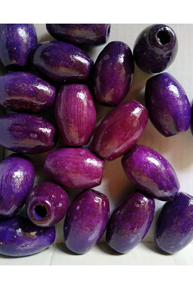 30 mm Oval Wooden Beads, Purple (25 Pieces)