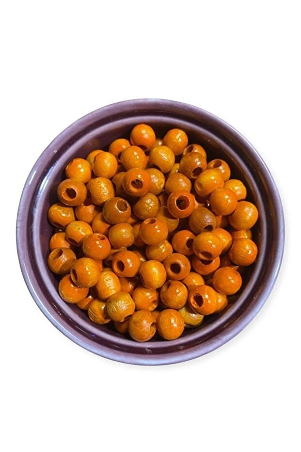 10 Mm Orange Wooden Beads - 50 Grams (Average ± 110 - 150 Pieces)