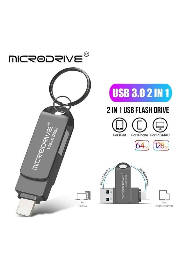 512gb. Iphone Lightning Ve Usb 3.0 Flash Bellek Otg Çift Giriş Sağlam Metal Orginal - 2