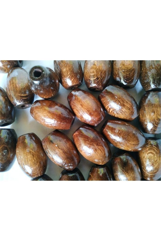 30 Mm Oval Wooden Beads Brown (10 Pieces)