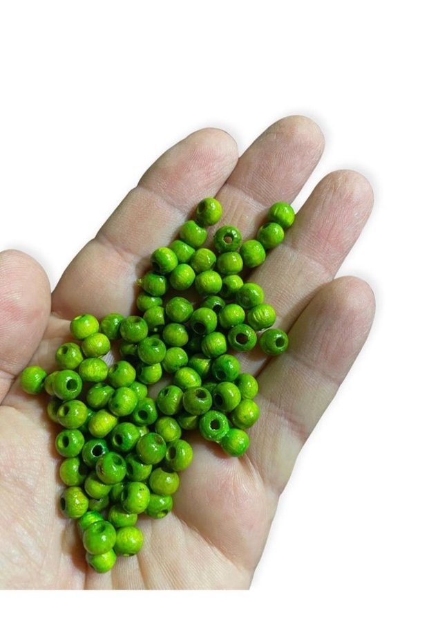 6 Mm Emerald Green Wooden Beads - Decoration Beads, Macrame Beads (50 Gr, Average 350-400 Pieces)