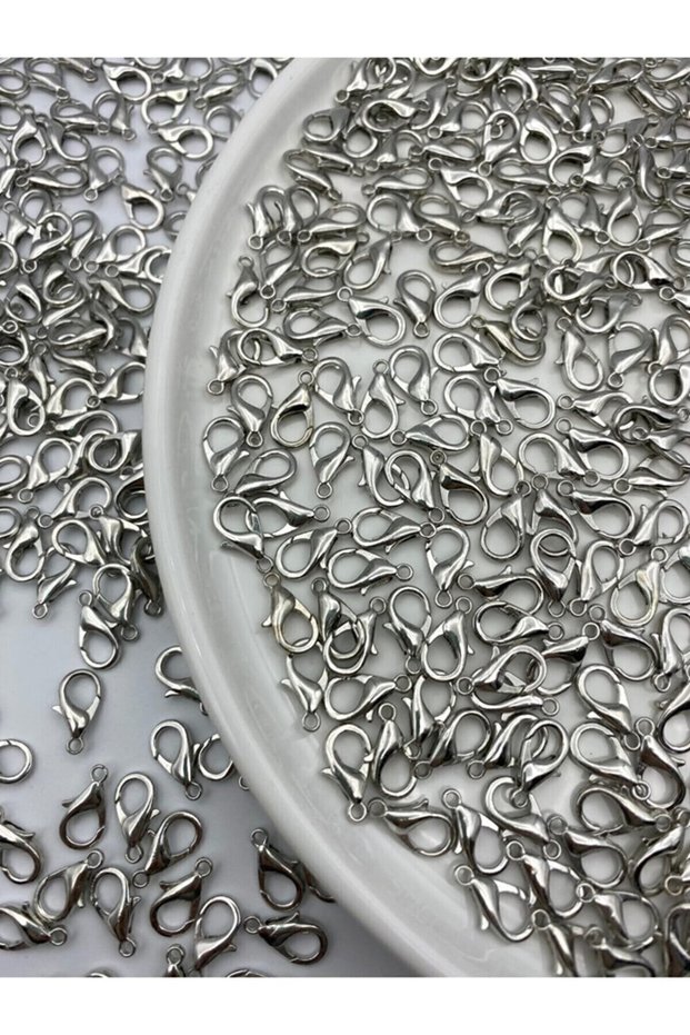 50 Pieces Nickel Color Metal 503 Parrot Lock (14x7mm), Pear-Lobster Clip, Jewelry Clip
