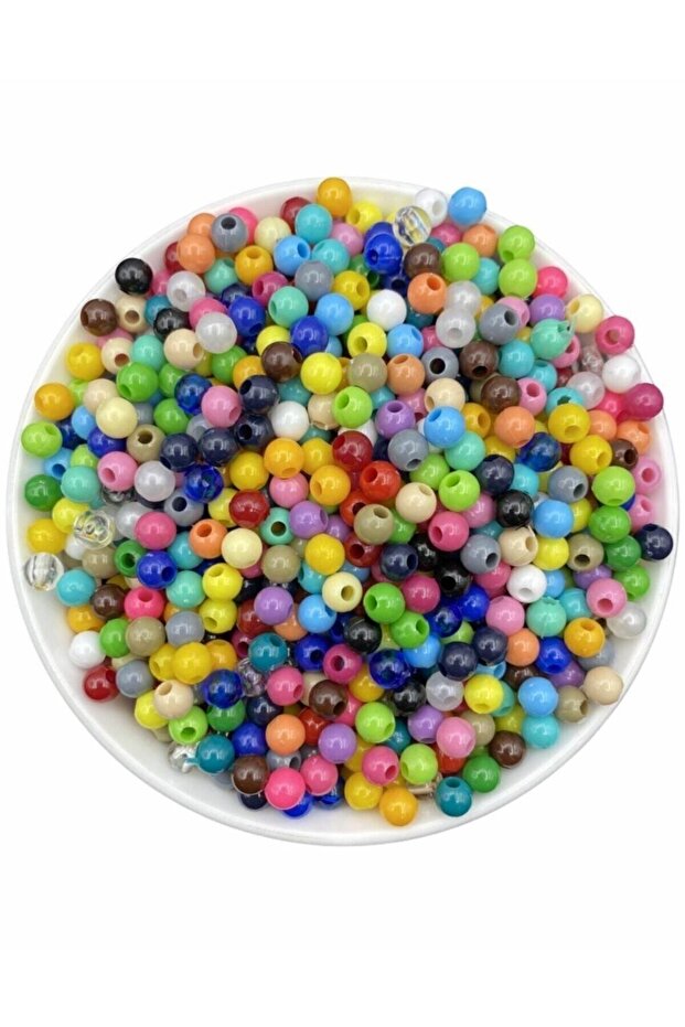 6mm Mixed Color Plastic Beads (100gr,~900 Beads)