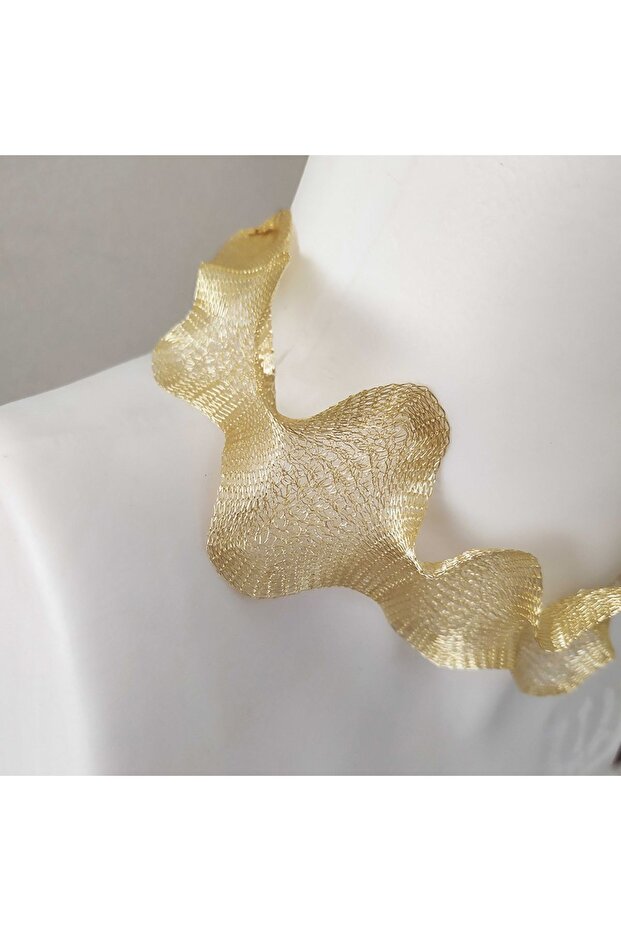 Altın Rengi Titanyum Örgü Kolye Ipi Bijuteri Kolye - 3