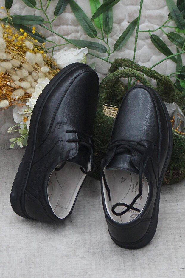 102623 Siyah 5 Nokta Rahat Kauçuk Taban Hakiki Deri Erkek Ayakkabı - 5
