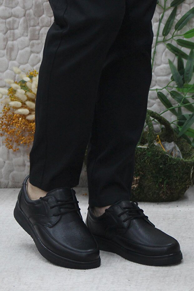 102623 Siyah 5 Nokta Rahat Kauçuk Taban Hakiki Deri Erkek Ayakkabı - 2