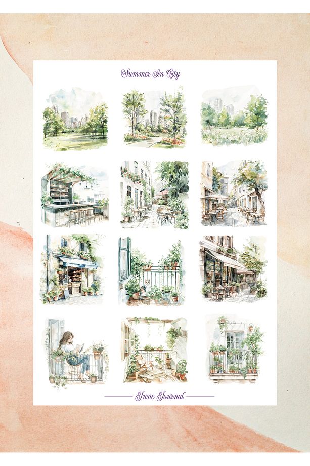 JJ02110 Summer In City Şeffaf Sticker Seti ( Bullet Journal Ve Ajandalar İçin İdealdir) - 4