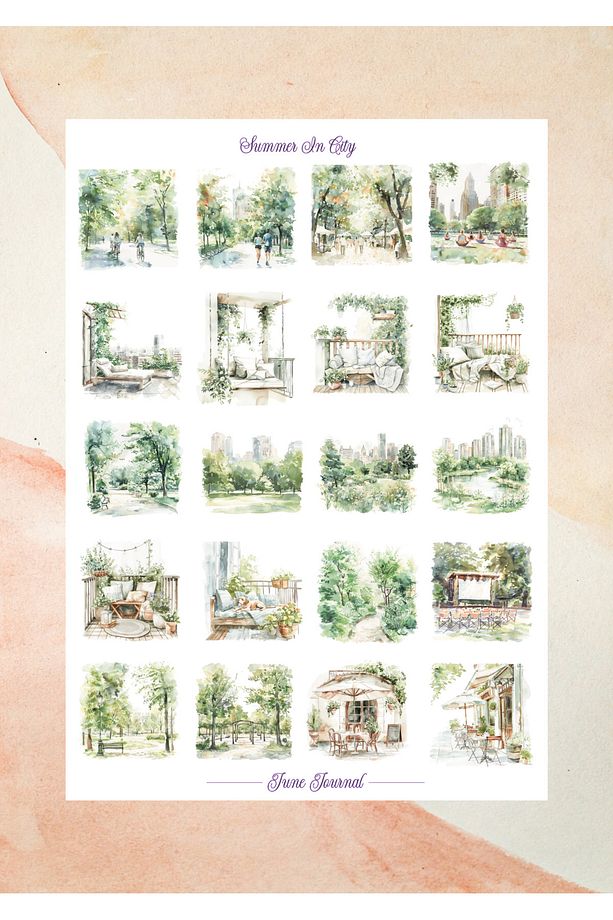 JJ02110 Summer In City Şeffaf Sticker Seti ( Bullet Journal Ve Ajandalar İçin İdealdir) - 5
