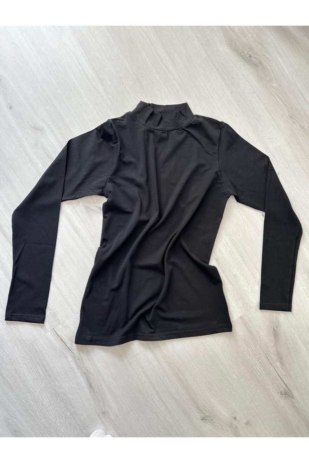 Cotton Women's Black Half-Thigh Bodysuit Single Piece