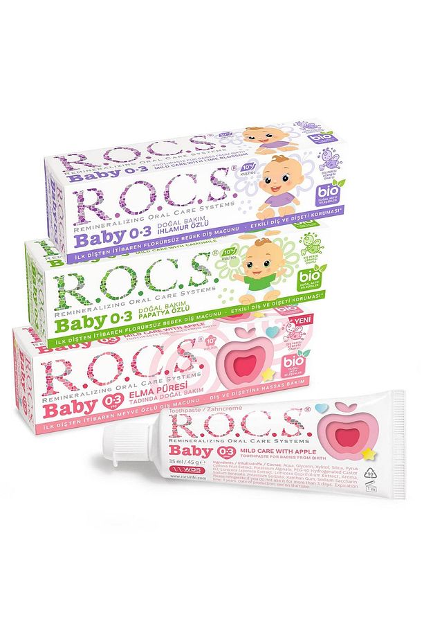 Rocs Baby 0-3 Yaş Diş Macunu 3lü Karma Set - 45gr X 3 Adet - 1