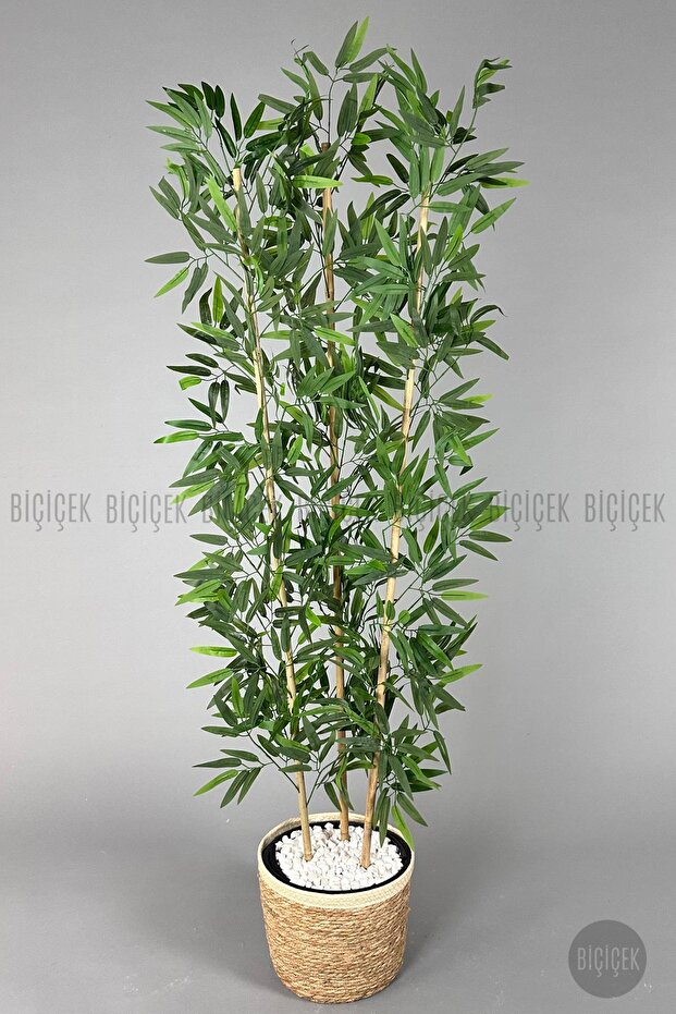Yapay Bambu ağacı 140cm Hasır Saksıda - 4