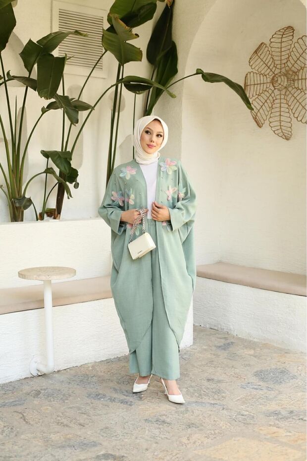 طقم كيمونو منقوش بالزهور - 5