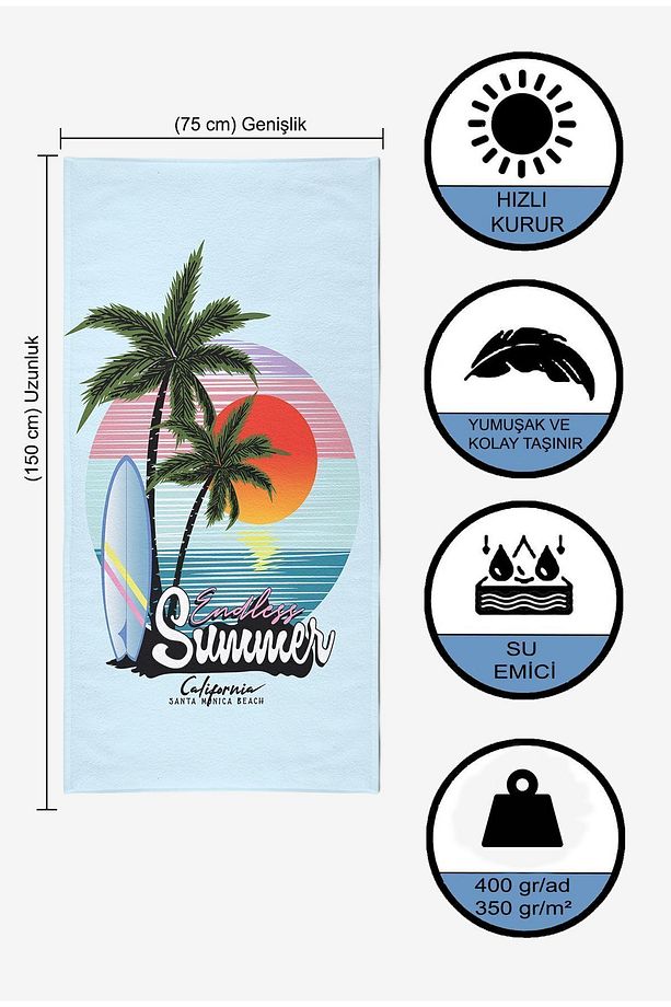 Endless Summer Dijital Baskılı 75x150 Cm Plaj Havlusu - 6