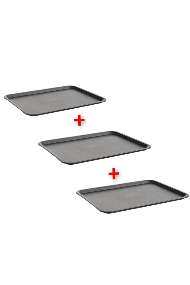 Ikea Set of 3 Plastic Trays - 37X29 Cm, Gray Color, 3 Presentation Trays