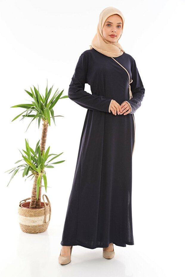 Tied Prayer Dress Navy Blue