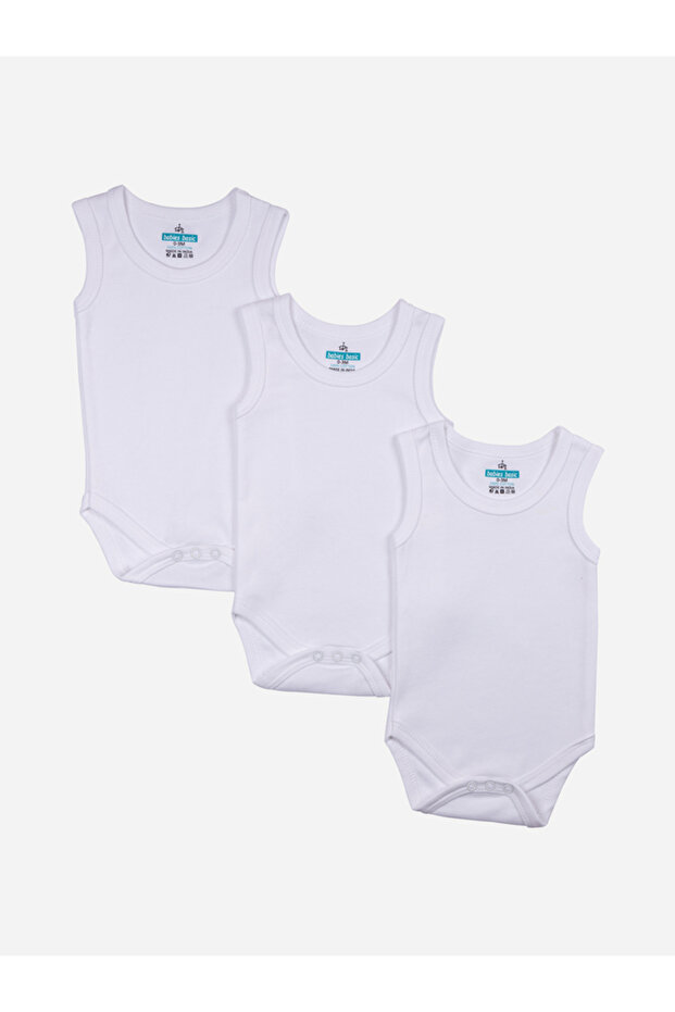 Pack of 3 - Solid Sleeveless Bodysuit - 1