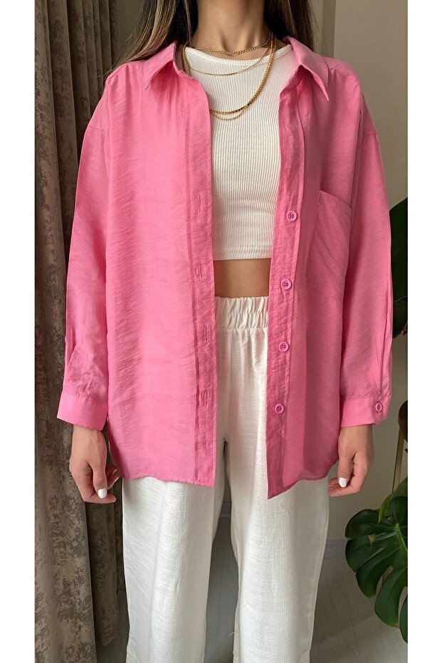 Düşük Omuzlu Oversize Gömlek - 2
