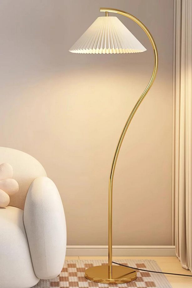 Flex Gold Kaplama Metal Ayaklı Modern Lambader - Krem - 1