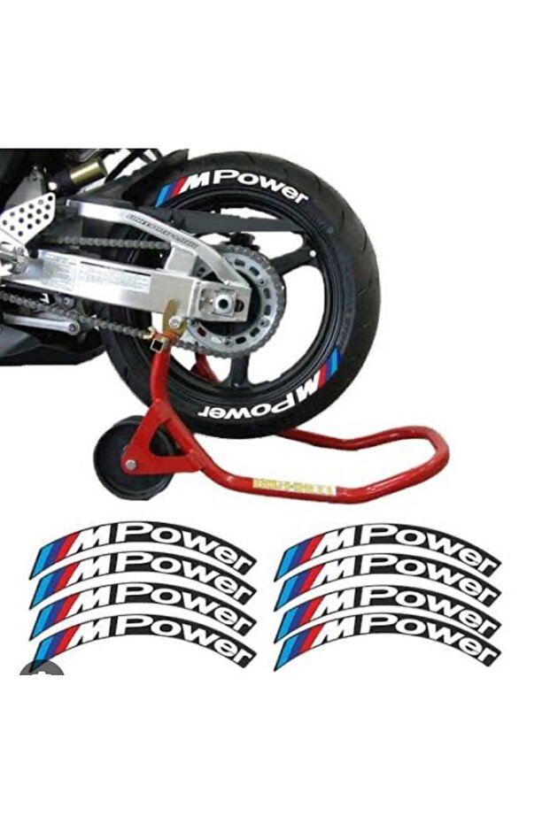 Mpower Motorcycle And Automobile Vehicle 3d Auto Tire Lettering Sticker Arma 8 Pieces Red White