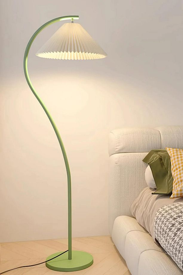 Flex Statik Su Yeşili Metal Ayaklı Modern Lambader - Krem - 1