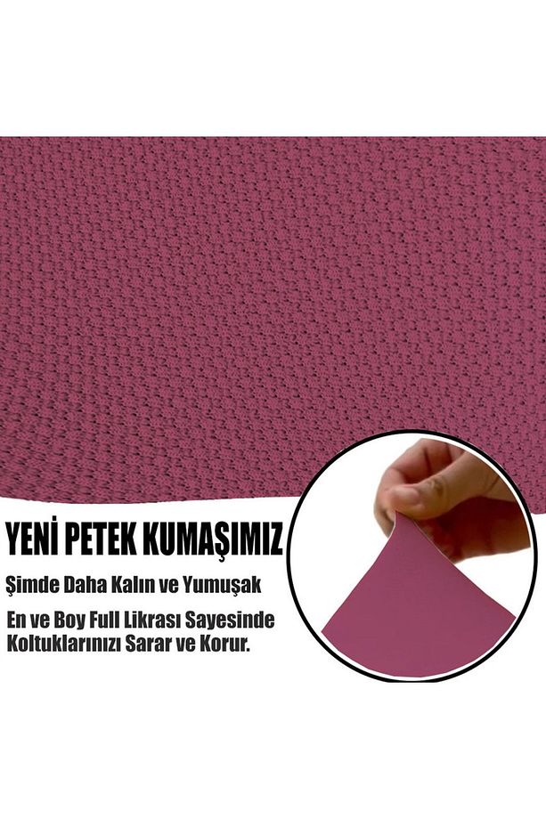 YENİ MİKRO PETEK KUMAŞ RENK KOMBİNLİ 2 ADET ÜÇLÜ-2 ADET TEKLİ KOLTUK KILIFI SETİ - 4