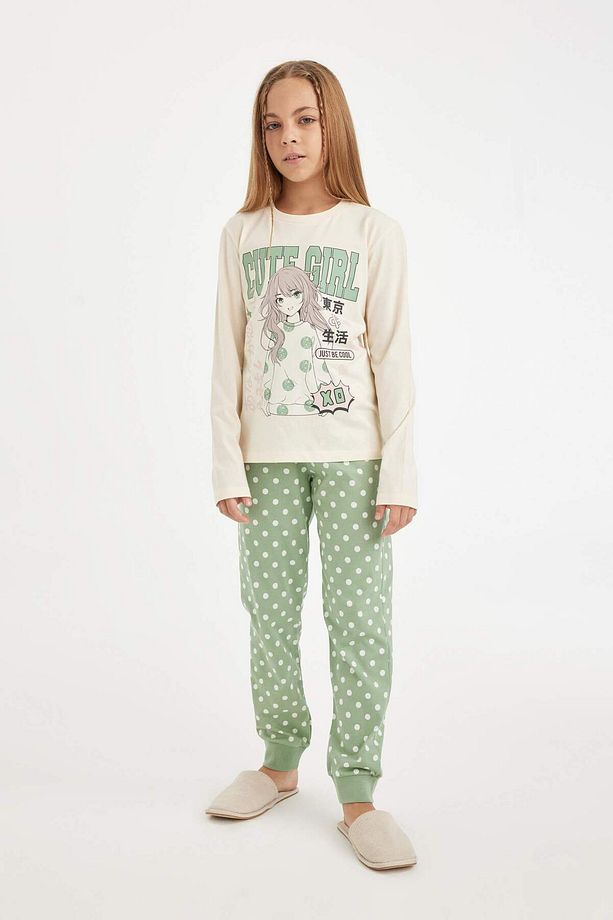 DFC - Kız Çocuk Baskılı Uzun Kollu Pijama Takımı - 3