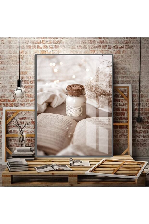 Hari̇kabi̇rev | White Candle Table and Tassel | Framed Tempered Glass Table Single Vertical