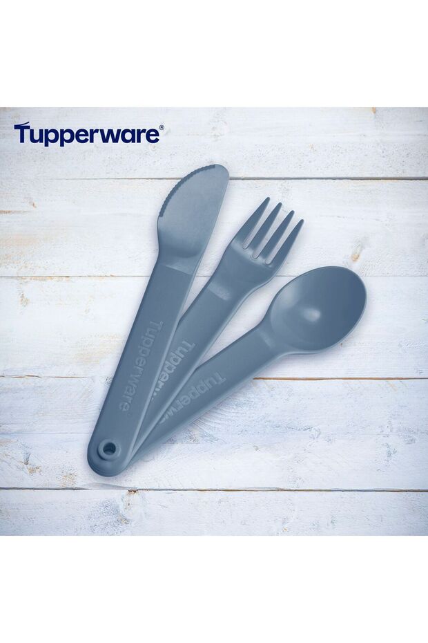Kaşık bıçak çatal mavi Servis Seti - 4