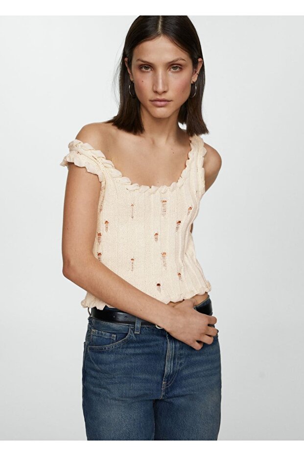 Pletena bluza sa poderanim detaljima - 1