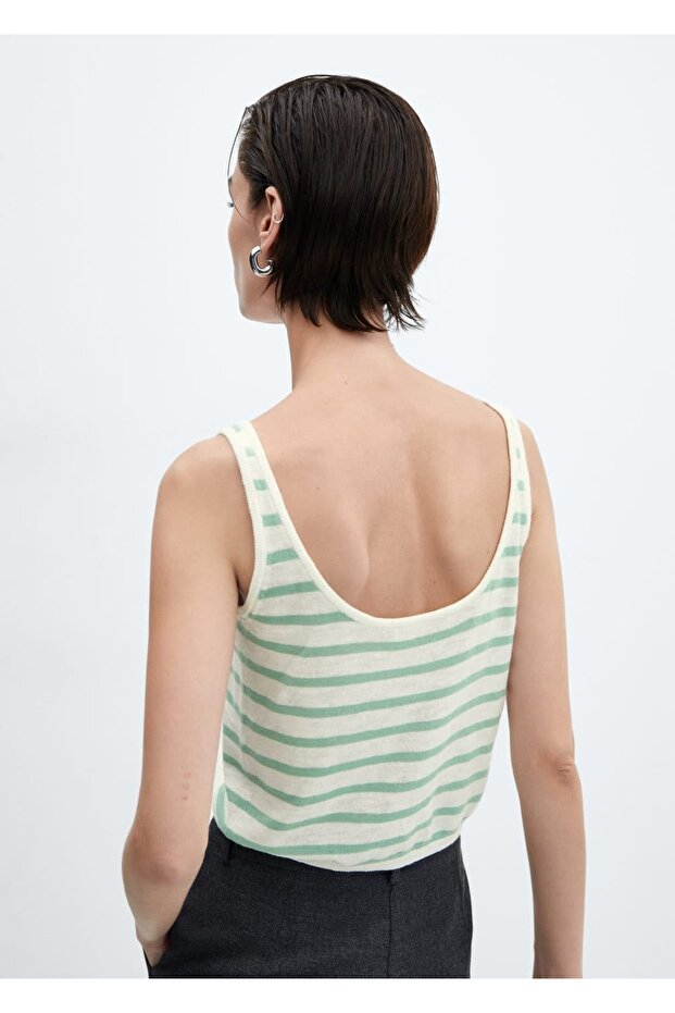 Çizgili Triko Bluz - 4