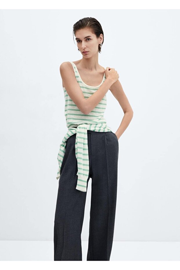 Çizgili Triko Bluz - 1