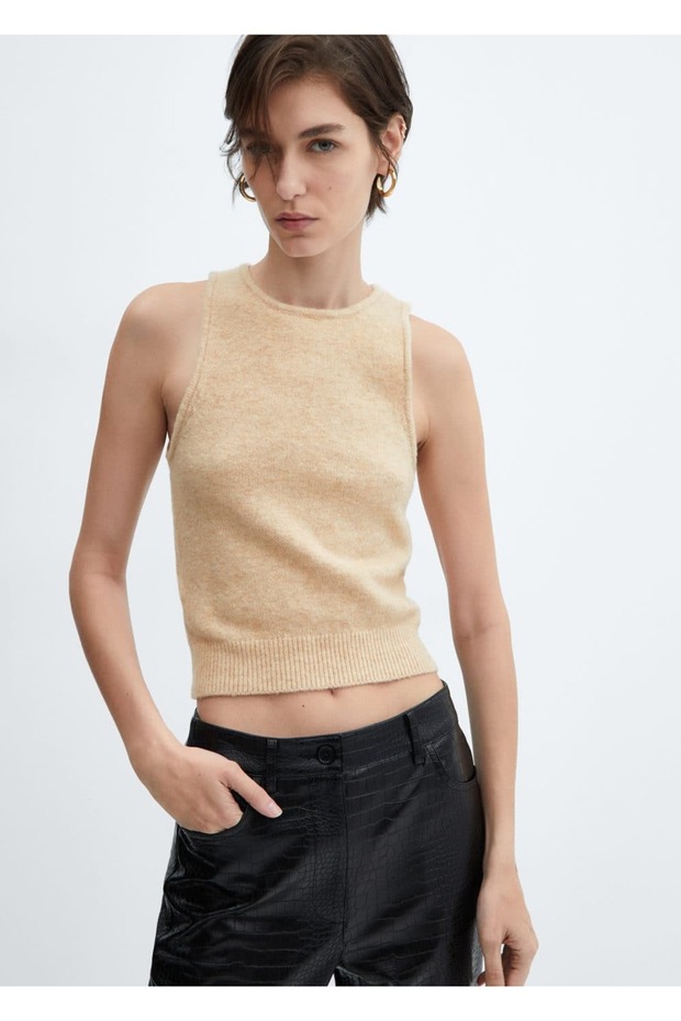 Askılı triko bluz - 1