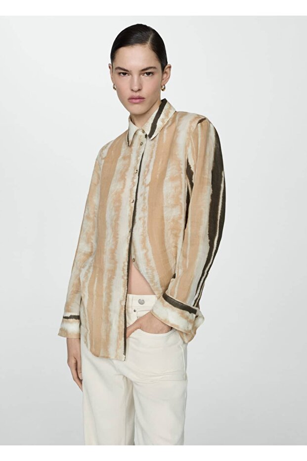 Desenli %100 rami gömlek - 1