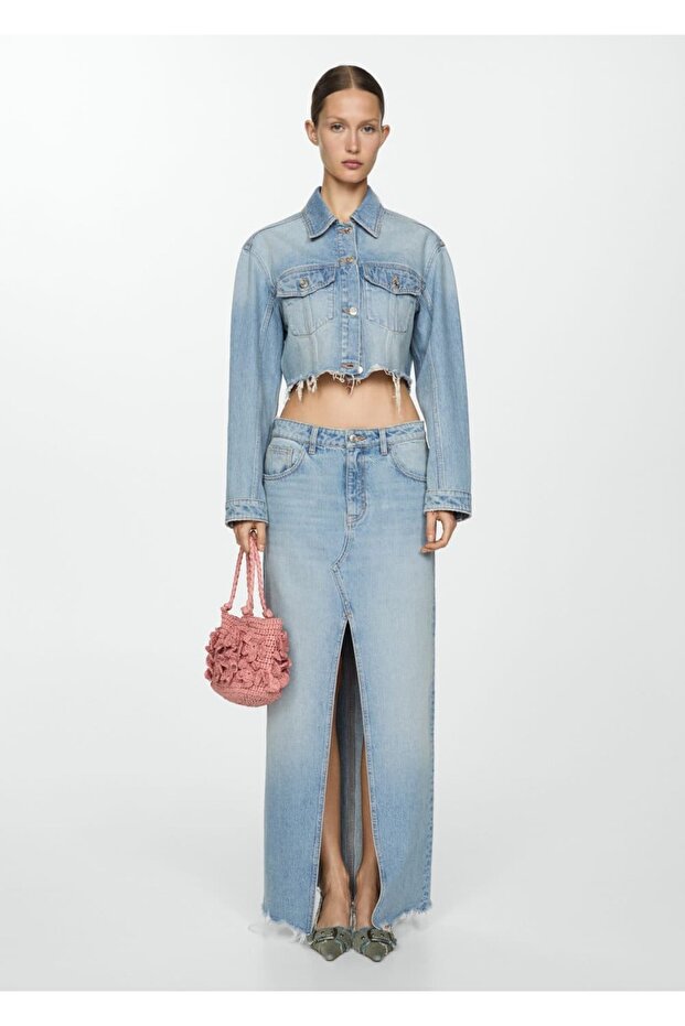 Dikişsiz Denim Etek - 2