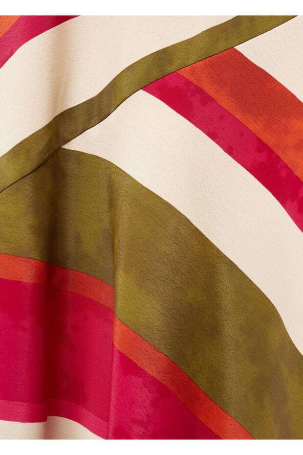 Çizgili Saten Etek - 6