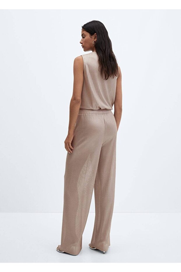 Elastik belli wideleg pantolon - 4