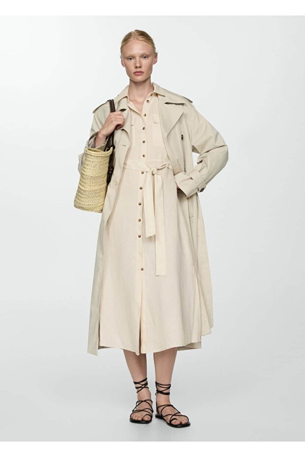 %100 keten gömlek elbise - 2