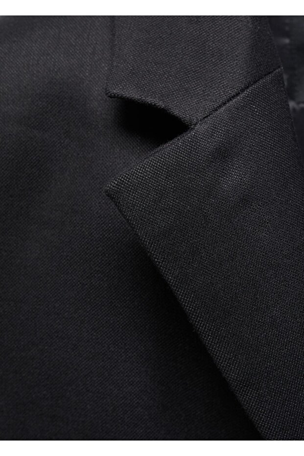 Düğmeli keten blazer ceket - 5