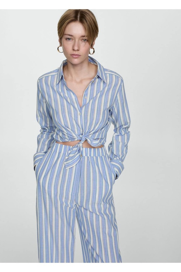 Çizgili gömlek tulum - 1