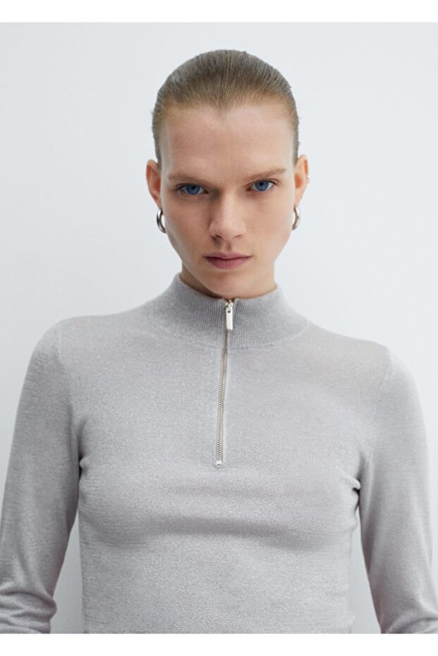 Fermuarlı triko kazak - 5