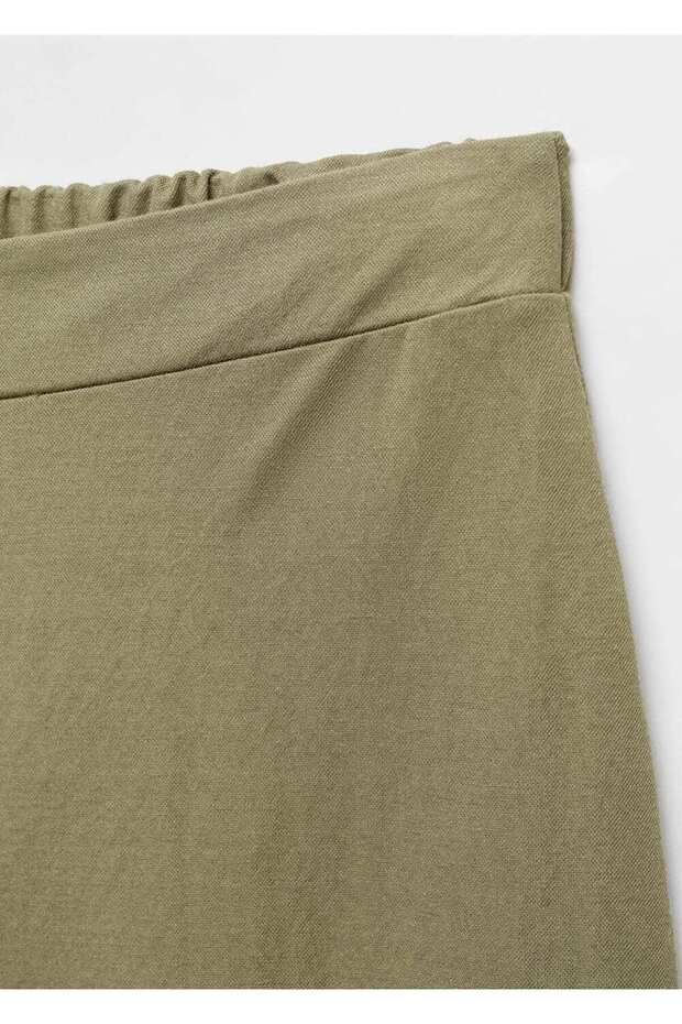 Beli elastik cropped pantolon - 6