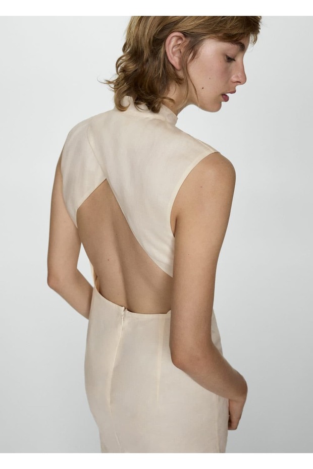 Sırtı açık rami elbise - 7