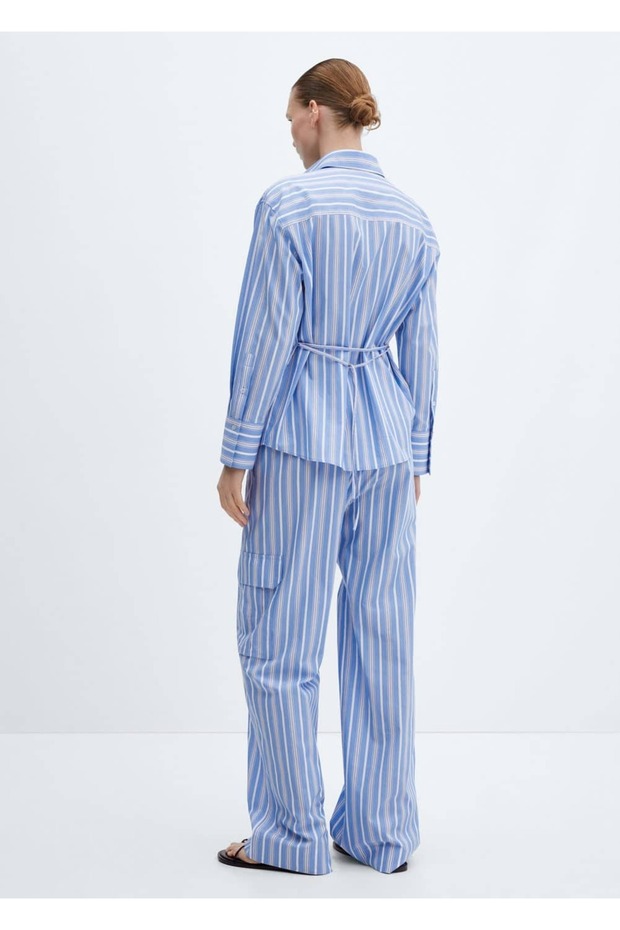 Fiyonklu çizgili bluz - 4