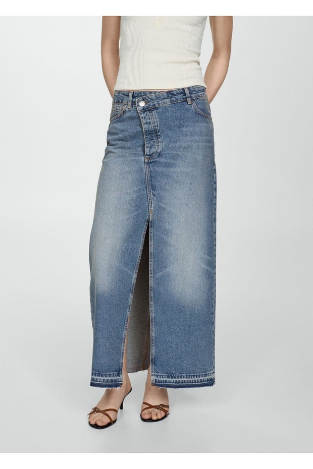 Asimetrik denim etek - 1